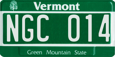 VT license plate NGC014