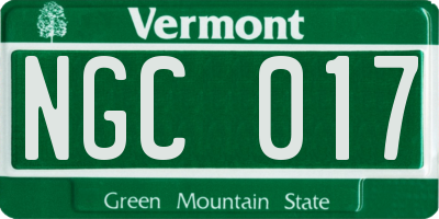 VT license plate NGC017