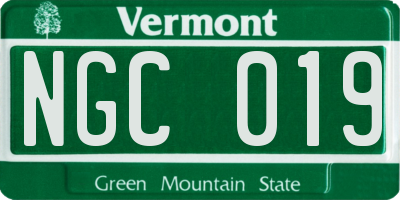 VT license plate NGC019