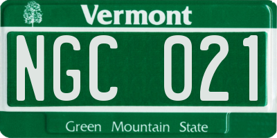 VT license plate NGC021
