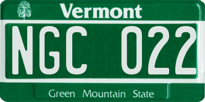 VT license plate NGC022