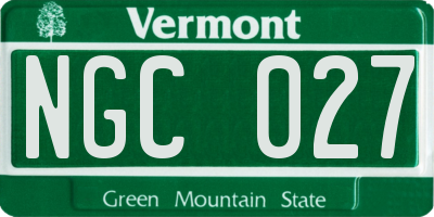 VT license plate NGC027