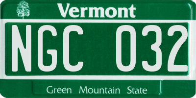 VT license plate NGC032