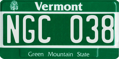VT license plate NGC038