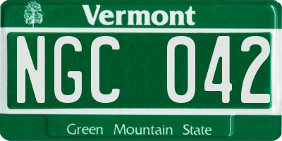 VT license plate NGC042