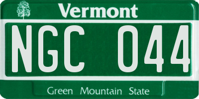 VT license plate NGC044
