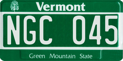 VT license plate NGC045