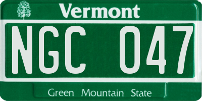 VT license plate NGC047