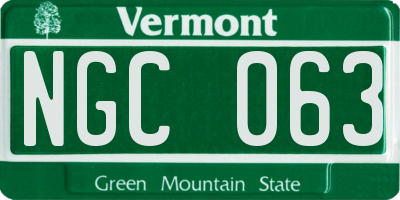 VT license plate NGC063