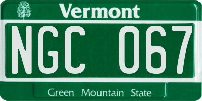 VT license plate NGC067