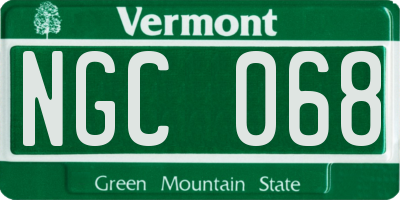 VT license plate NGC068