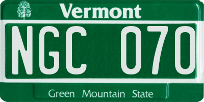 VT license plate NGC070