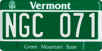 VT license plate NGC071