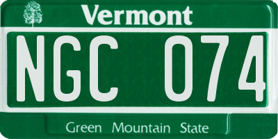 VT license plate NGC074