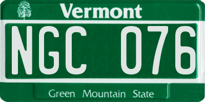 VT license plate NGC076