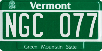 VT license plate NGC077