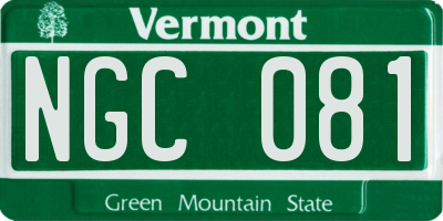 VT license plate NGC081