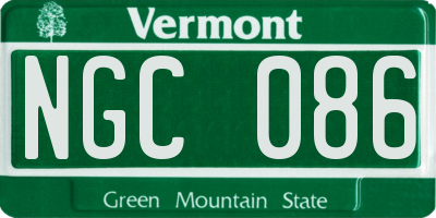 VT license plate NGC086