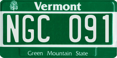 VT license plate NGC091
