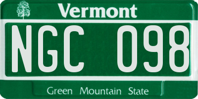 VT license plate NGC098