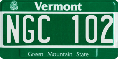 VT license plate NGC102