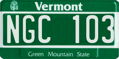 VT license plate NGC103