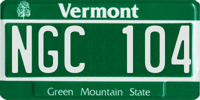 VT license plate NGC104