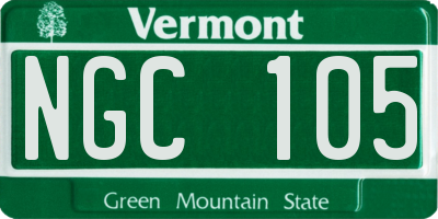 VT license plate NGC105