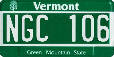 VT license plate NGC106
