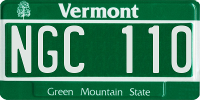 VT license plate NGC110