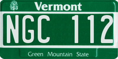 VT license plate NGC112