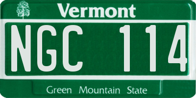 VT license plate NGC114