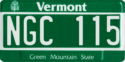VT license plate NGC115