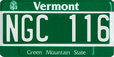 VT license plate NGC116