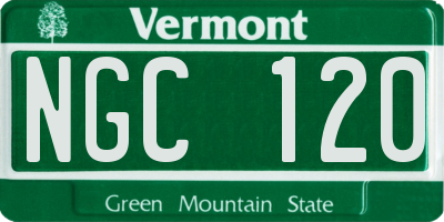 VT license plate NGC120