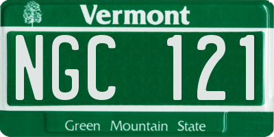 VT license plate NGC121