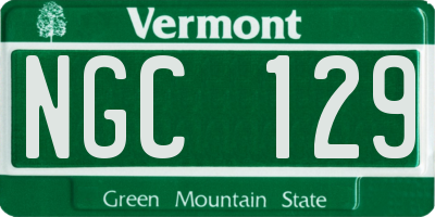 VT license plate NGC129