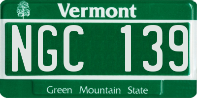 VT license plate NGC139