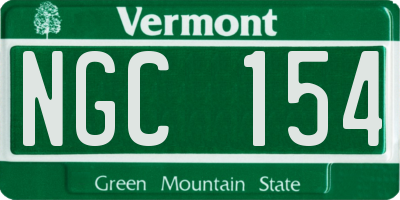 VT license plate NGC154
