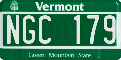 VT license plate NGC179