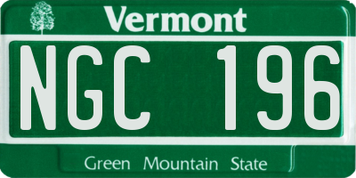 VT license plate NGC196