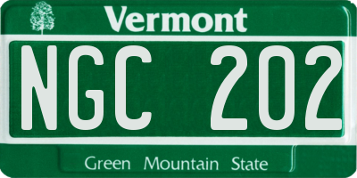 VT license plate NGC202