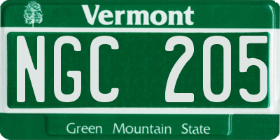 VT license plate NGC205