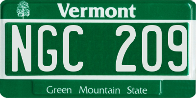 VT license plate NGC209