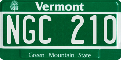 VT license plate NGC210