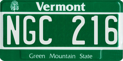 VT license plate NGC216