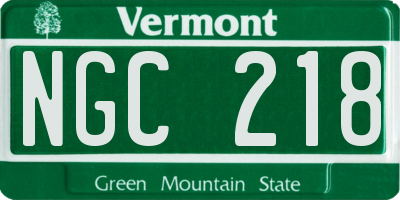 VT license plate NGC218