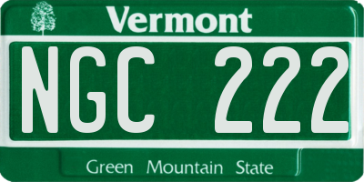 VT license plate NGC222