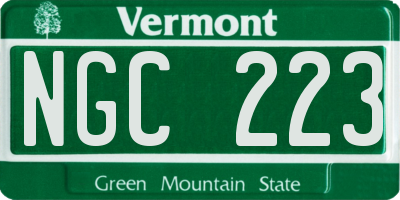 VT license plate NGC223