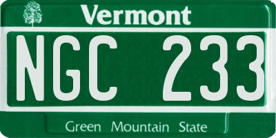 VT license plate NGC233
